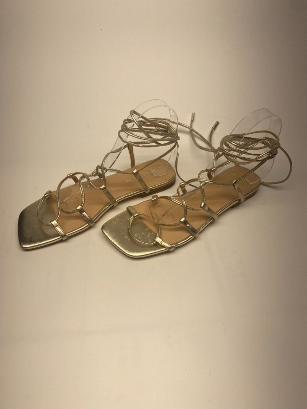 MARC FISHER Women's Calivia Ankle Wrap Sandals Women's Shoes In Gold-tone Sz 8